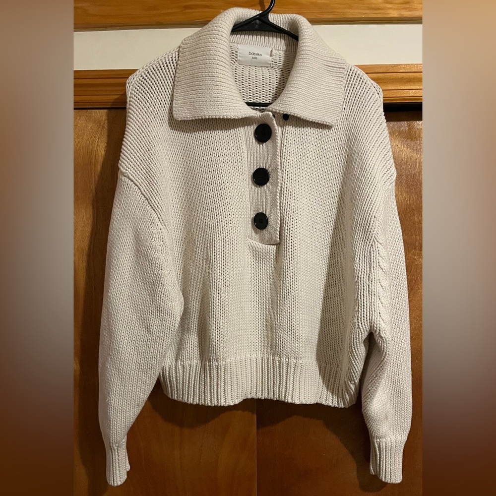 Bassike Oversized Polo Neck Knit Sweater - Picture 4 of 8